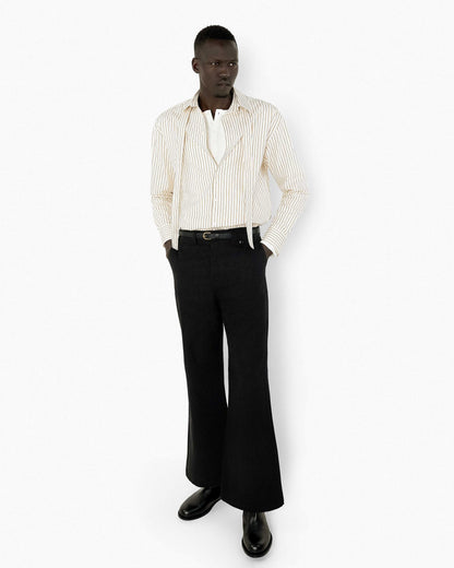 REVURA DROIT FLARED BELL BOTTOM CHINO PANTS - BLACK