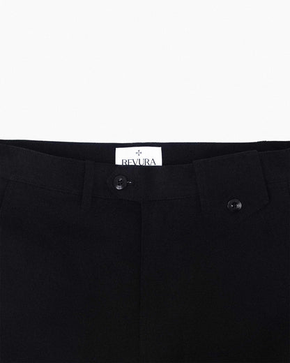 REVURA DROIT FLARED BELL BOTTOM CHINO PANTS - BLACK