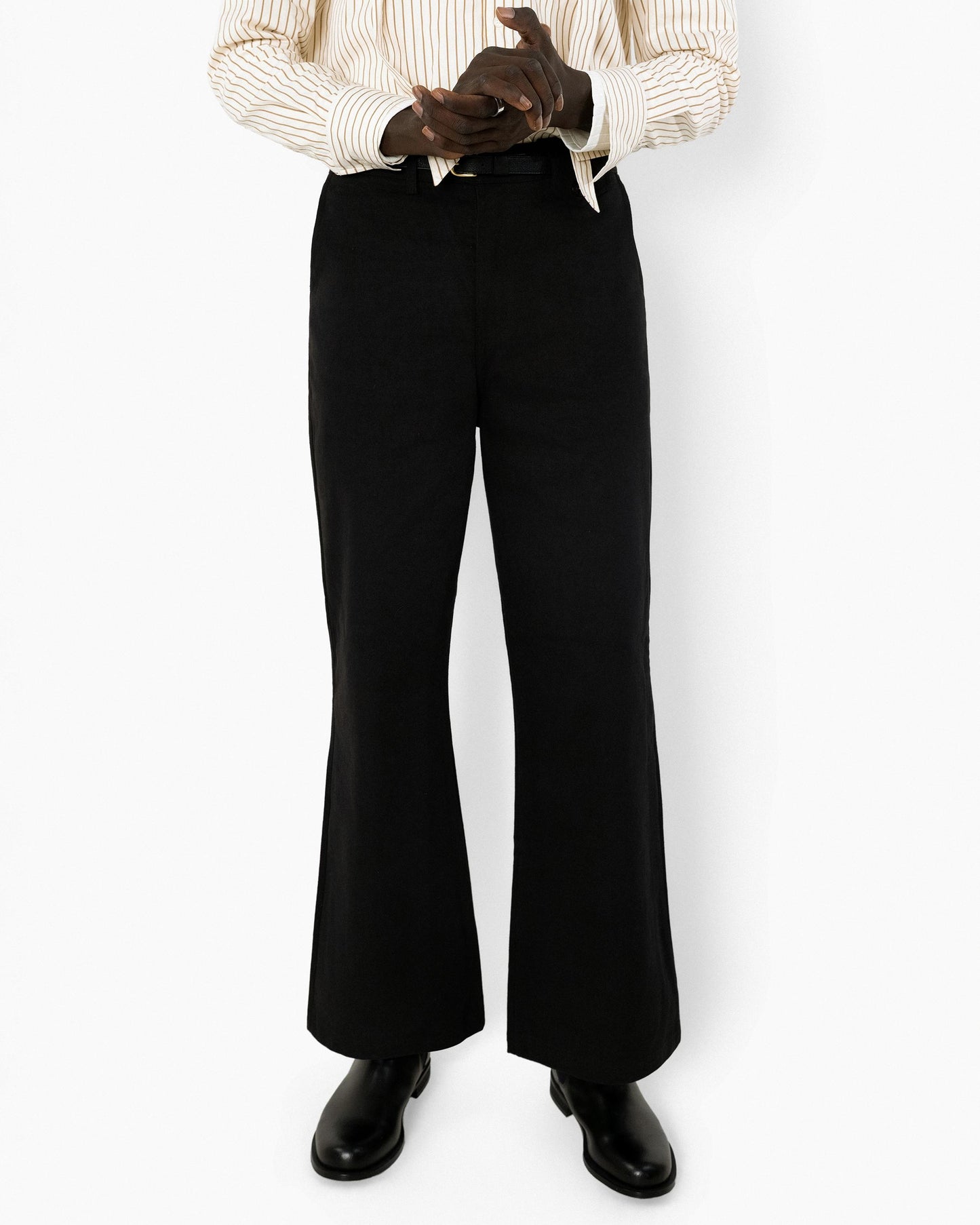 【REVURA レビュ―ラ】DROIT FLARED BELL BOTTOM CHINO PANTS - BLACK