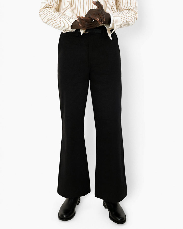【REVURA レビュ―ラ】DROIT FLARED BELL BOTTOM CHINO PANTS - BLACK