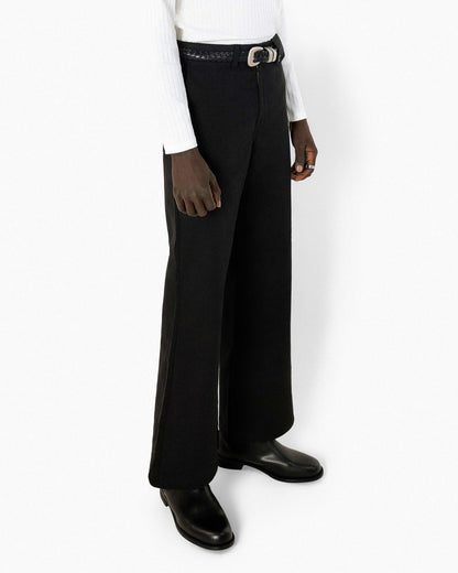 REVURA DROIT FLARED BELL BOTTOM CHINO PANTS - BLACK