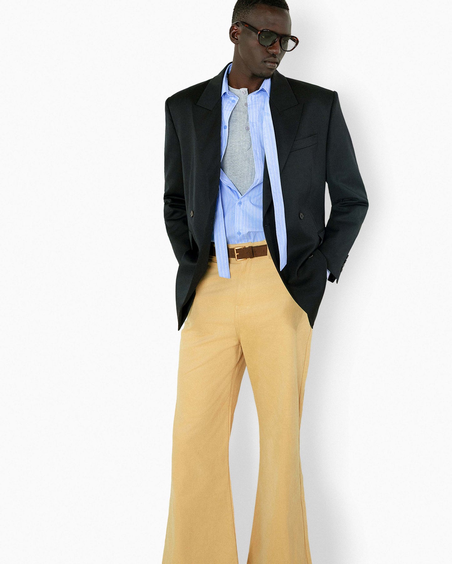 【REVURA レビュ―ラ】BRILLER PIN STRIPE SHIRTS - SKYBLUE