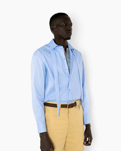 【REVURA レビュ―ラ】BRILLER PIN STRIPE SHIRTS - SKYBLUE