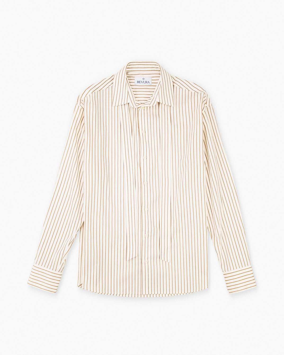 【REVURA レビュ―ラ】BRILLER PIN STRIPE SHIRTS - BROWN