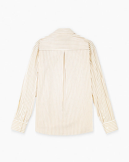 【REVURA レビュ―ラ】BRILLER PIN STRIPE SHIRTS - BROWN