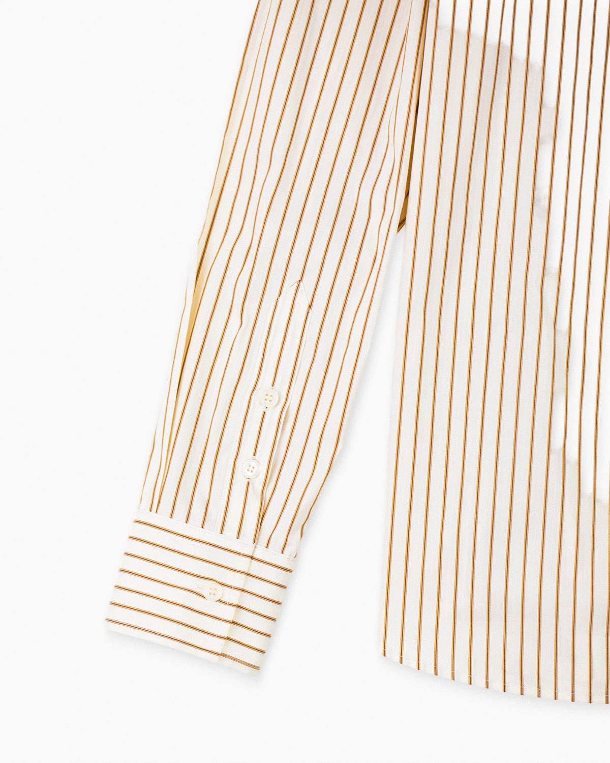 【REVURA レビュ―ラ】BRILLER PIN STRIPE SHIRTS - BROWN