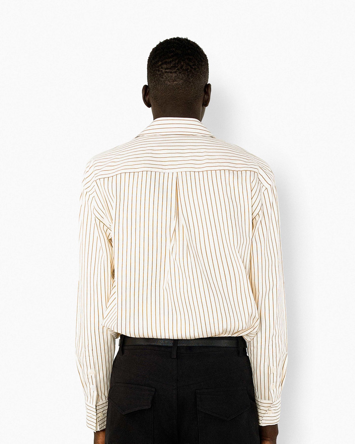 【REVURA レビュ―ラ】BRILLER PIN STRIPE SHIRTS - BROWN