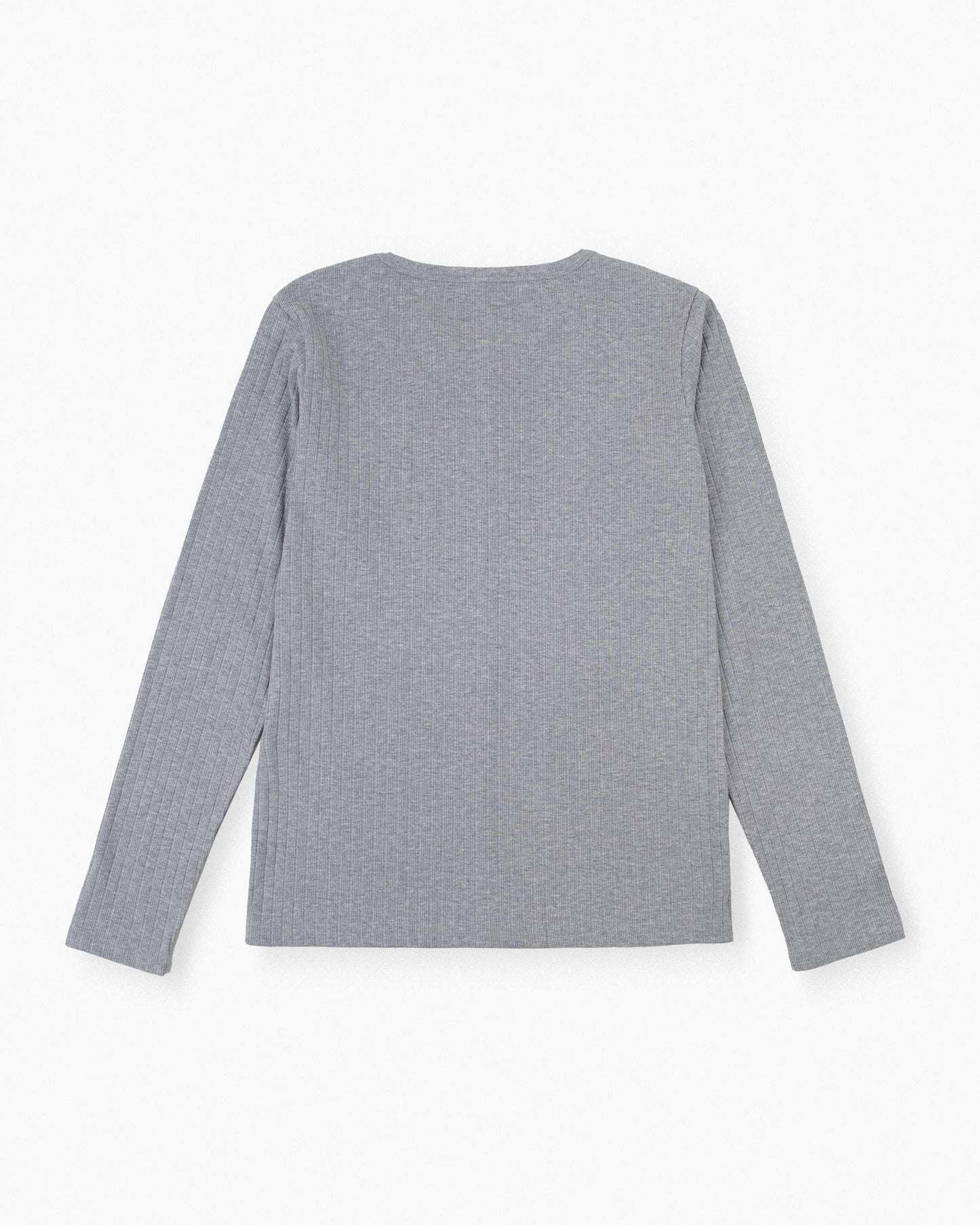 【REVURA レビュ―ラ】RÊVE COTTON MODAL RIBBED HENLEY SHIRTS - GRAY