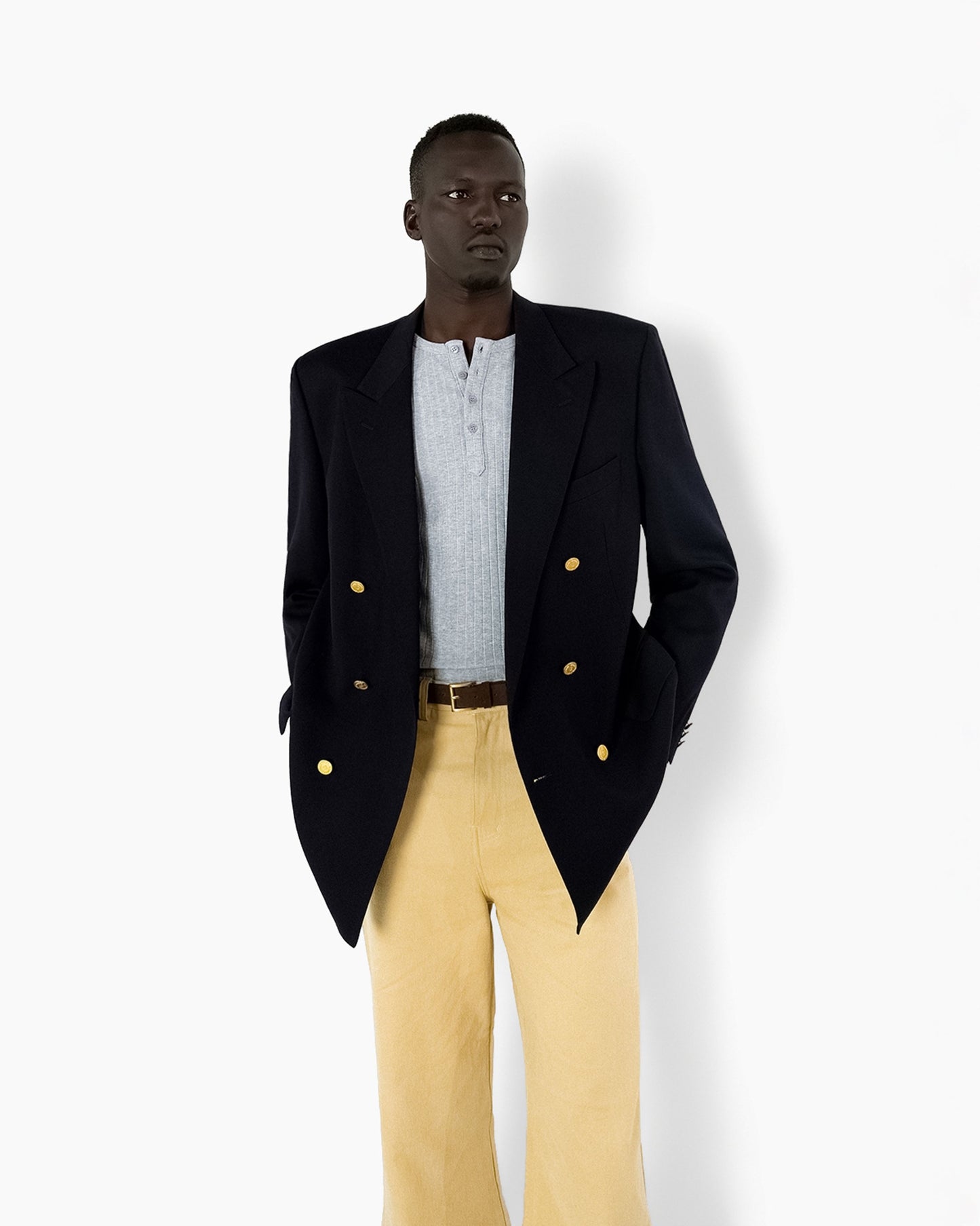 【REVURA レビュ―ラ】RÊVE COTTON MODAL RIBBED HENLEY SHIRTS - GRAY