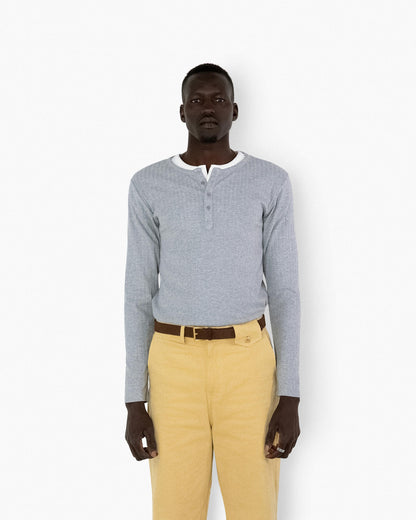 REVURA RÊVE COTTON MODAL RIBBED HENLEY SHIRTS - GRAY