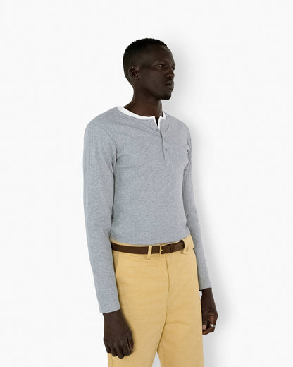 REVURA RÊVE COTTON MODAL RIBBED HENLEY SHIRTS - GRAY