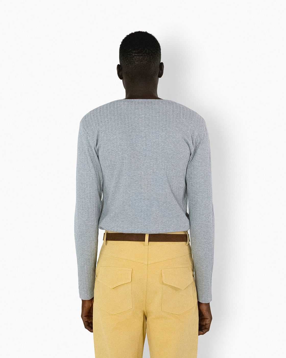 【REVURA レビュ―ラ】RÊVE COTTON MODAL RIBBED HENLEY SHIRTS - GRAY