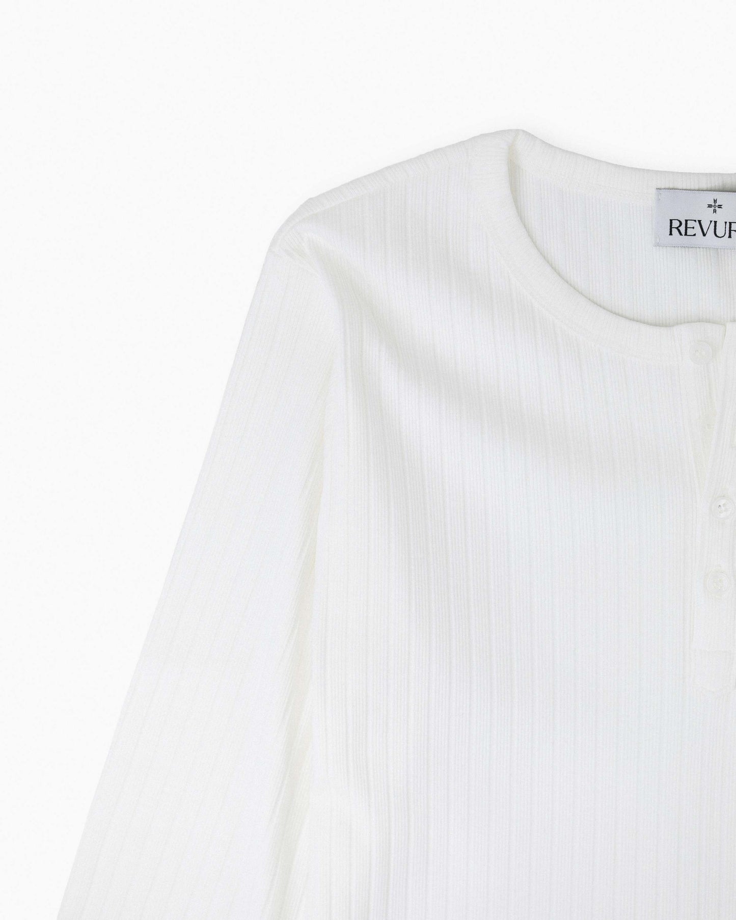 【REVURA レビュ―ラ】RÊVE COTTON MODAL RIBBED HENLEY SHIRTS - IVORY