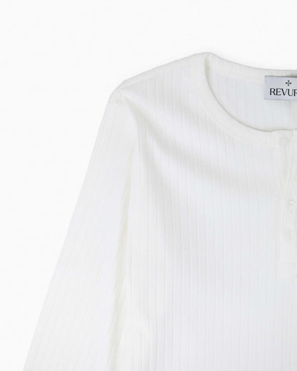 【REVURA レビュ―ラ】RÊVE COTTON MODAL RIBBED HENLEY SHIRTS - IVORY