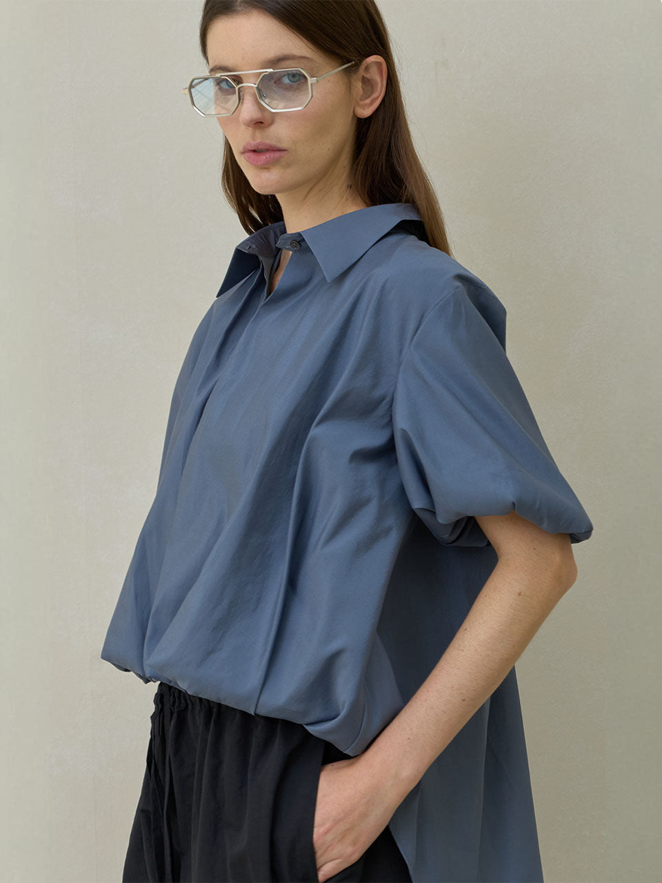 VOLUME GLOSS BLOUSE BLUE