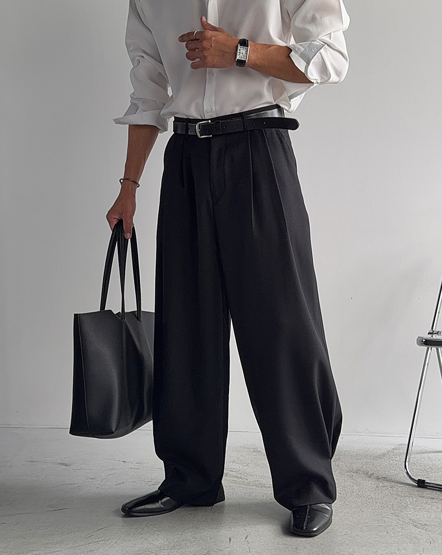 Two-Tuck Wide Slacks