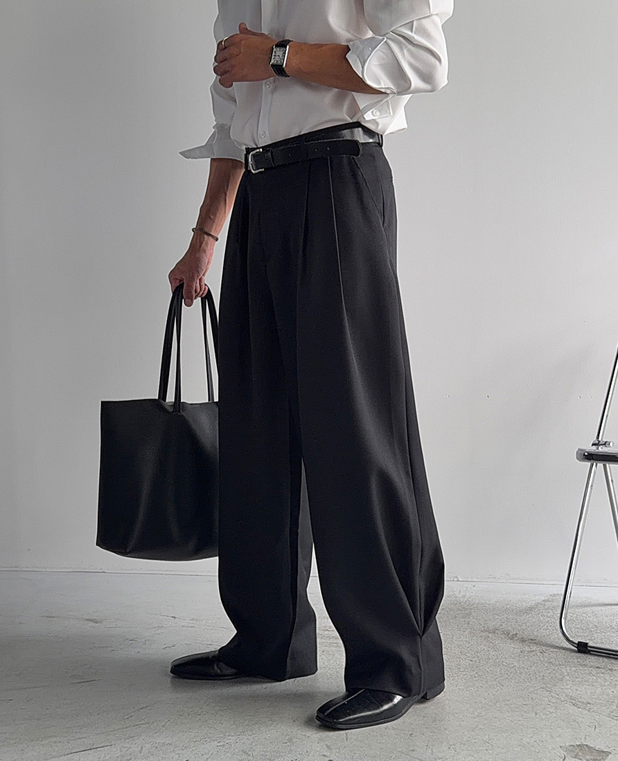 Two-Tuck Wide Slacks