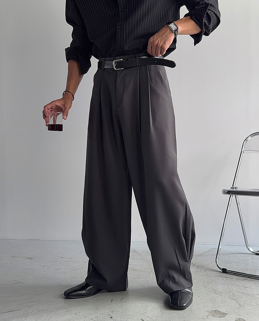 Two-Tuck Wide Slacks