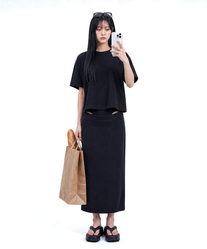 【C Wear シーウエア】Heavyweight Oversized Crop T-Shirt Black