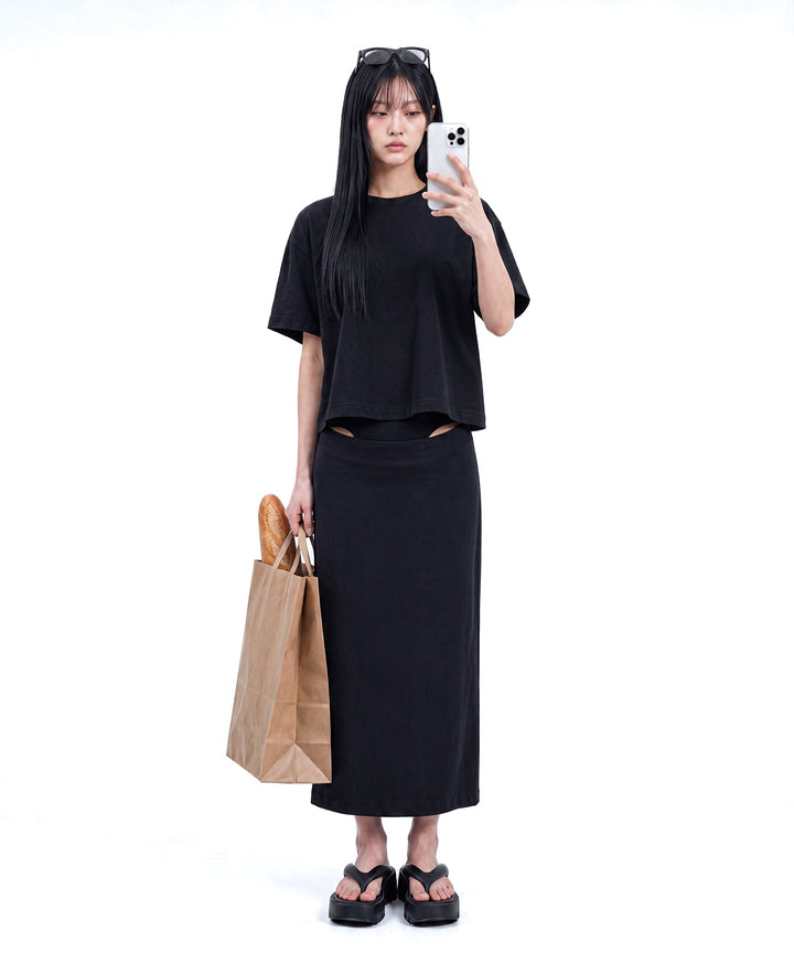 【C Wear シーウエア】Heavyweight Oversized Crop T-Shirt Black