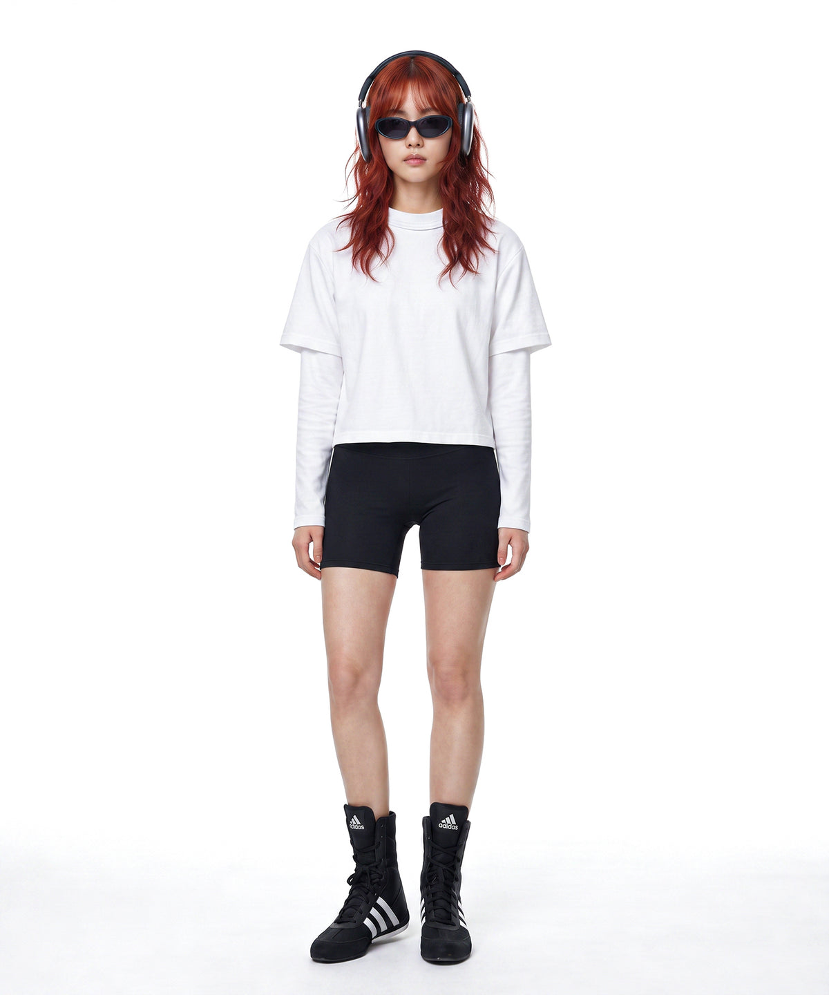 【C Wear】Neck Binding Oversized Crop T-Shirt White