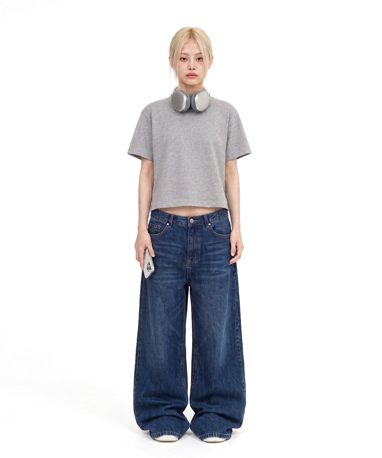 【C Wear シーウエア】Heavyweight Oversized Crop T-Shirt Gray