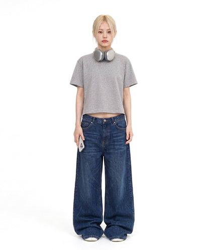 【C Wear シーウエア】Heavyweight Oversized Crop T-Shirt Gray