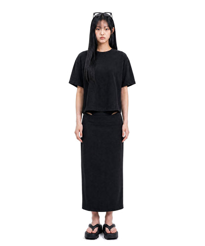 【C Wear シーウエア】Heavyweight Oversized Crop T-Shirt Black