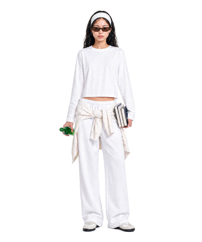 【C Wear シーウエア】Oversized Crop Long Sleeve T-Shirt White