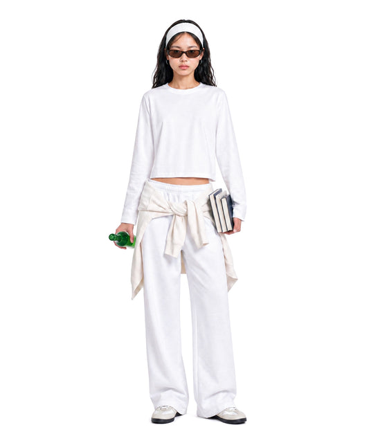【C Wear シーウエア】Oversized Crop Long Sleeve T-Shirt White