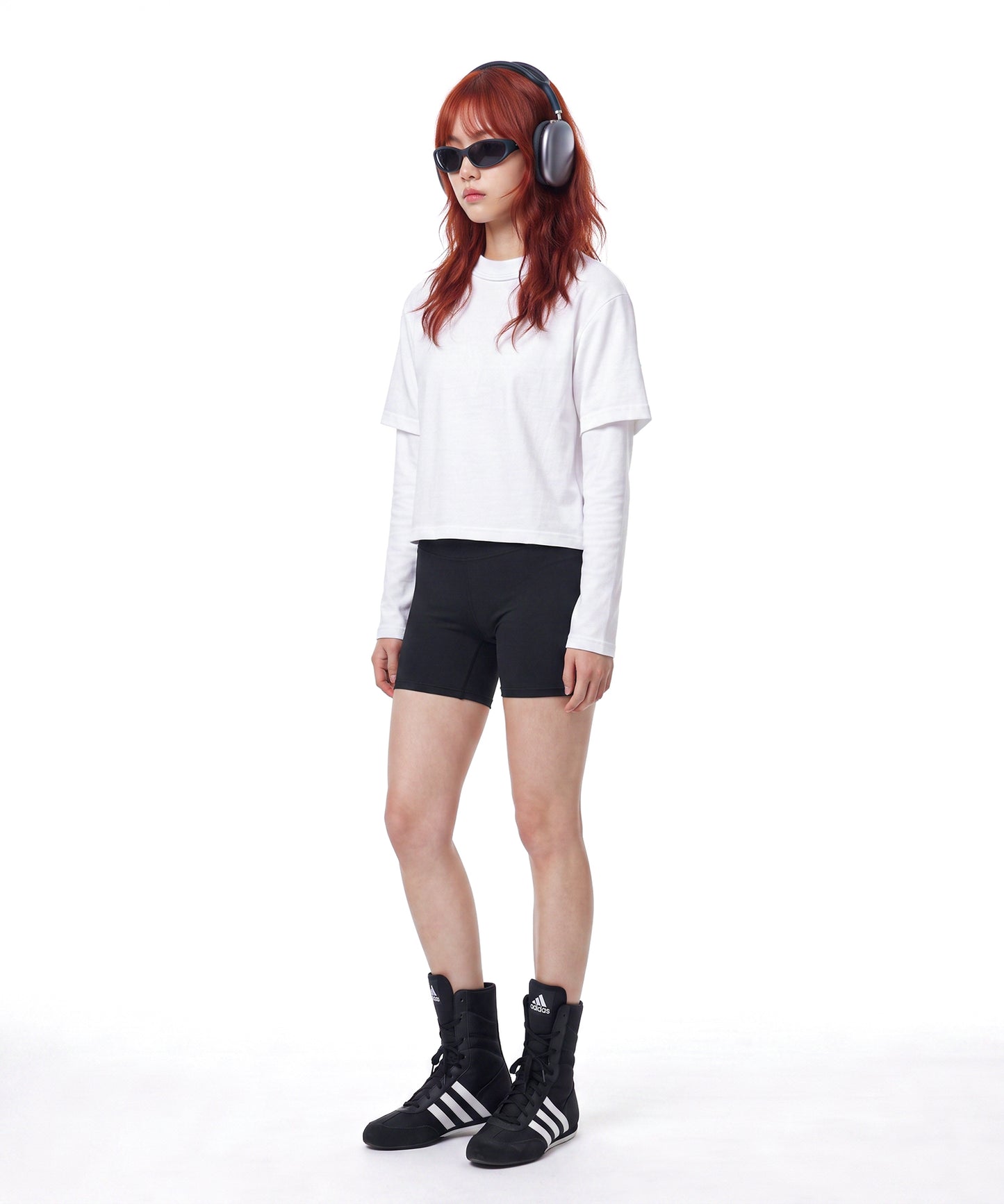 【C Wear】Neck Binding Oversized Crop T-Shirt White