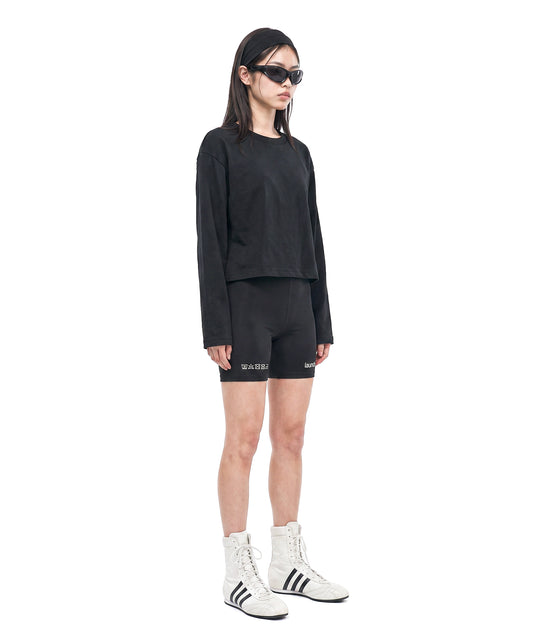 【C Wear シーウエア】Oversized Crop Long Sleeve T-Shirt Black