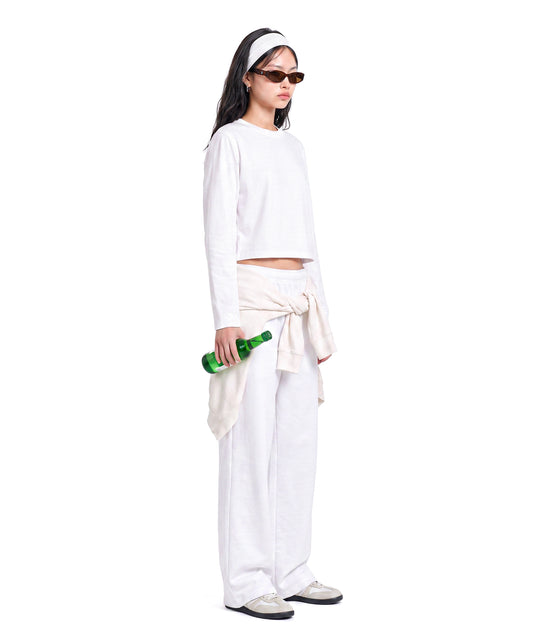 【C Wear シーウエア】Oversized Crop Long Sleeve T-Shirt White