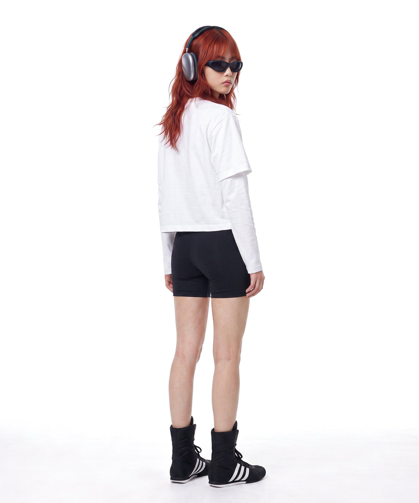 【C Wear】Neck Binding Oversized Crop T-Shirt White