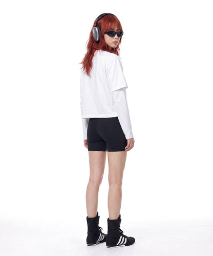 【C Wear】Neck Binding Oversized Crop T-Shirt White