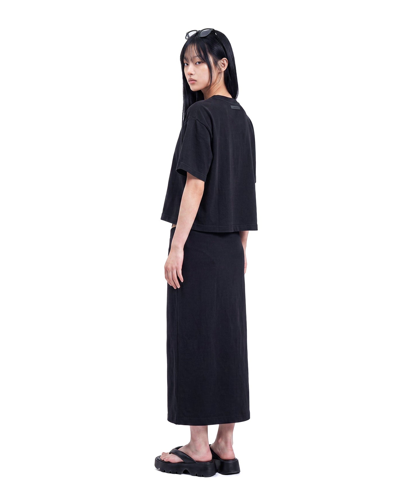 【C Wear シーウエア】Heavyweight Oversized Crop T-Shirt Black