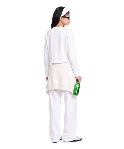【C Wear シーウエア】Oversized Crop Long Sleeve T-Shirt White