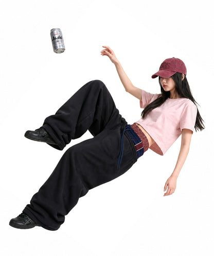 【C Wear シーウエア】 Oversized Crop T-Shirt Light Pink