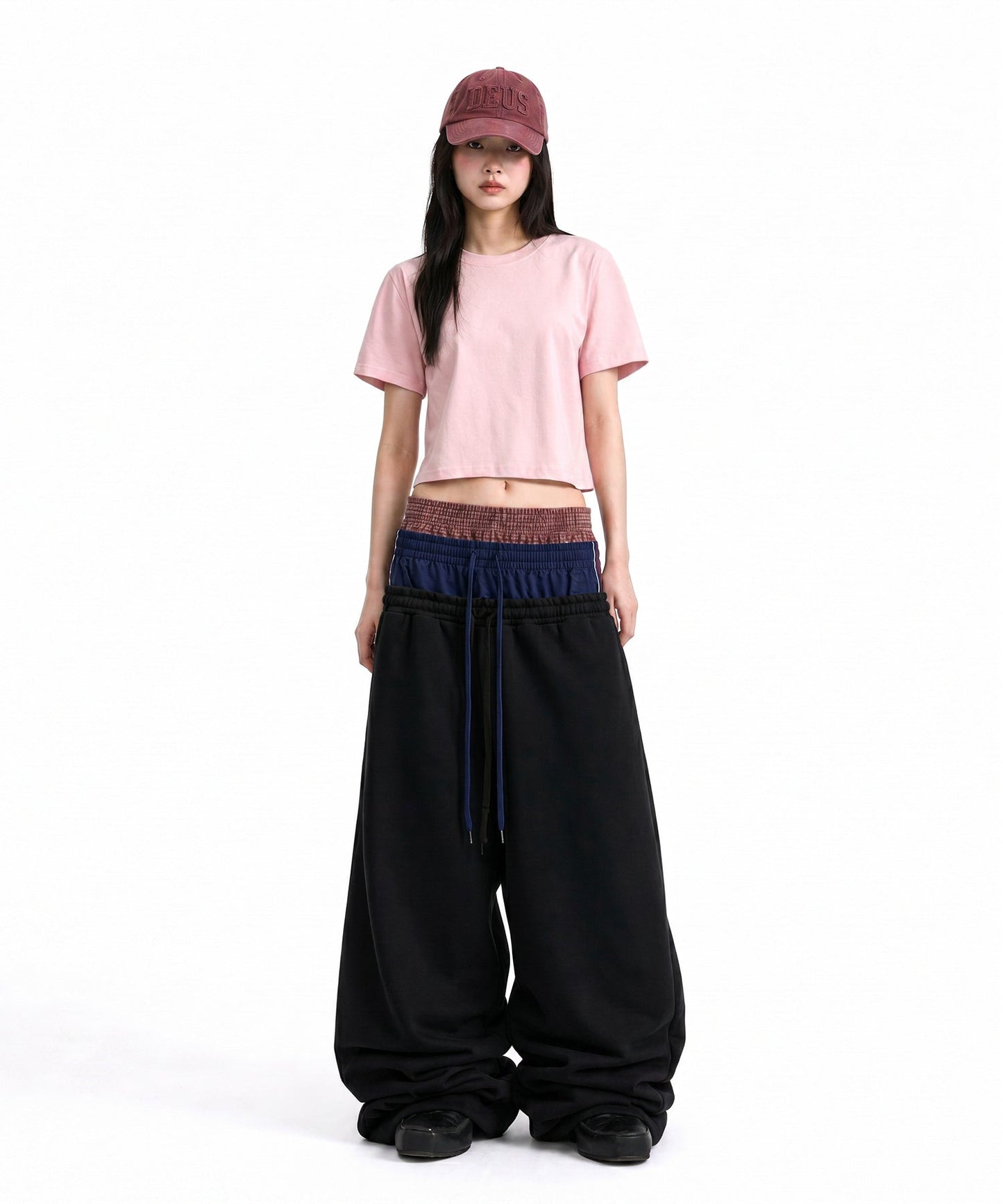 【C Wear シーウエア】 Oversized Crop T-Shirt Light Pink
