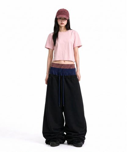 【C Wear シーウエア】 Oversized Crop T-Shirt Light Pink