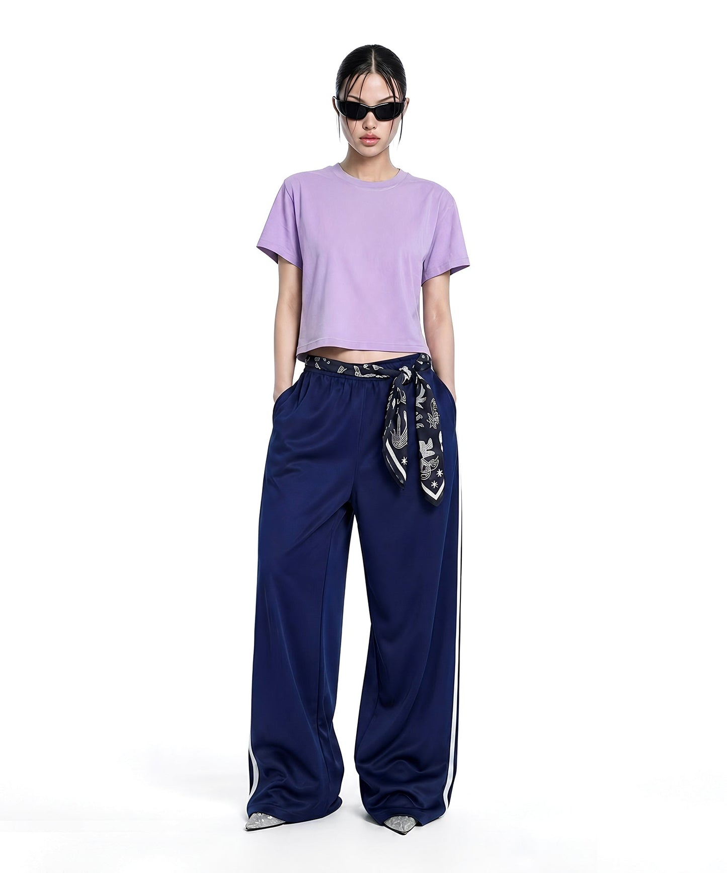 【C Wear シーウエア】 Oversized Crop T-Shirt Light Purple