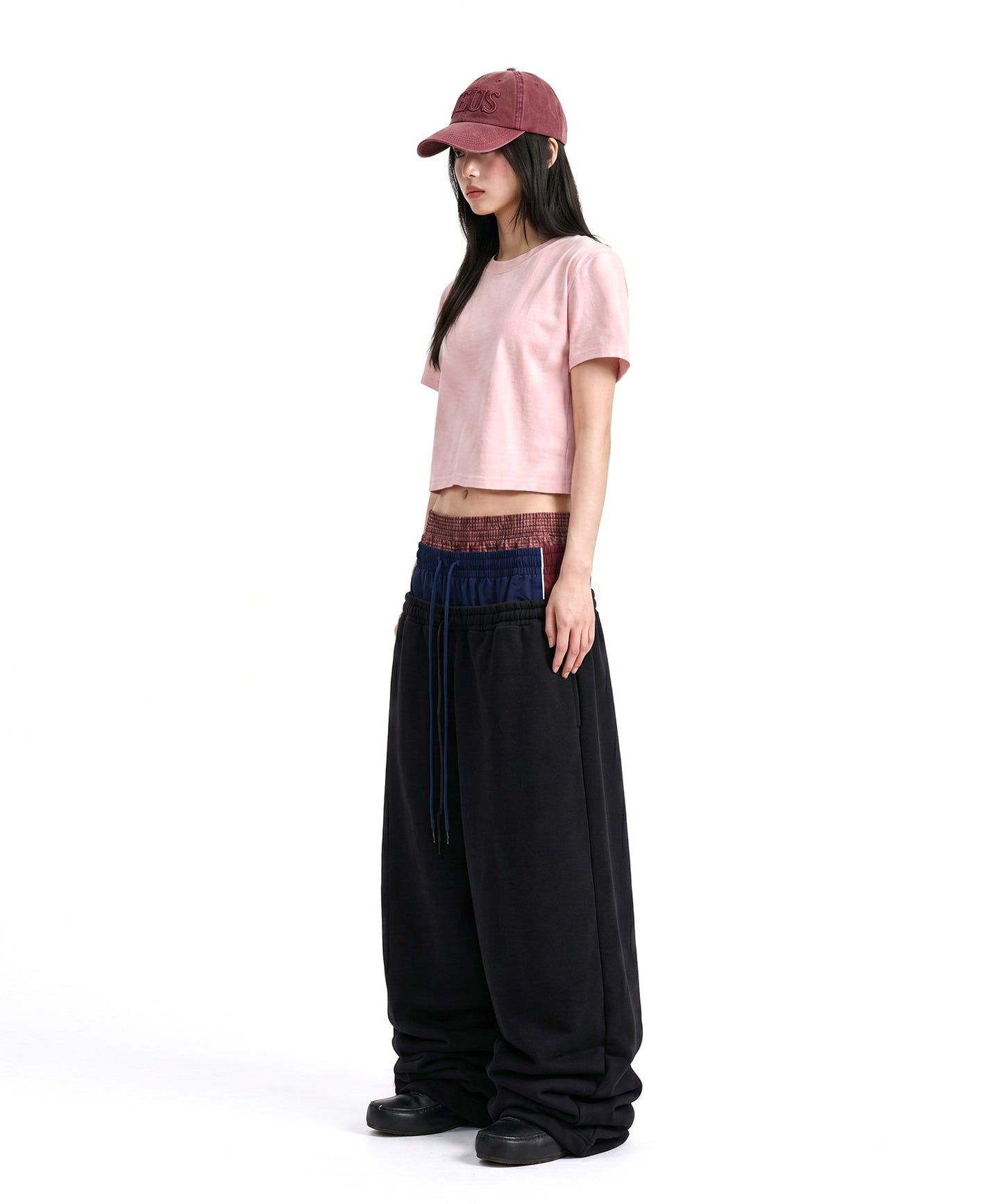 【C Wear シーウエア】 Oversized Crop T-Shirt Light Pink