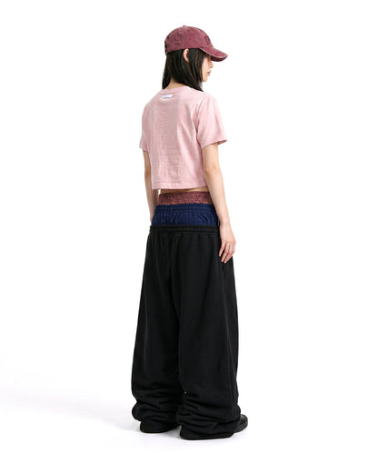 【C Wear シーウエア】 Oversized Crop T-Shirt Light Pink
