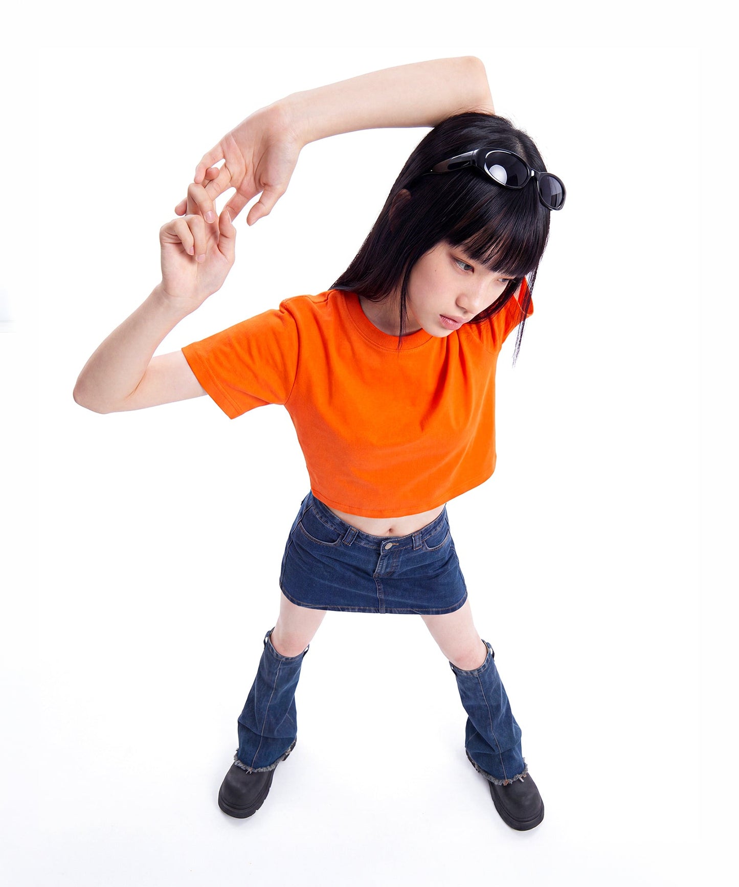 【C Wear シーウエア】 Oversized Crop T-Shirt Orange