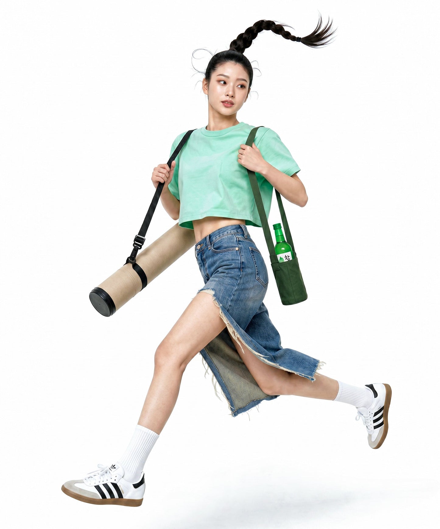 【C Wear シーウエア】 Oversized Crop T-Shirt Mint