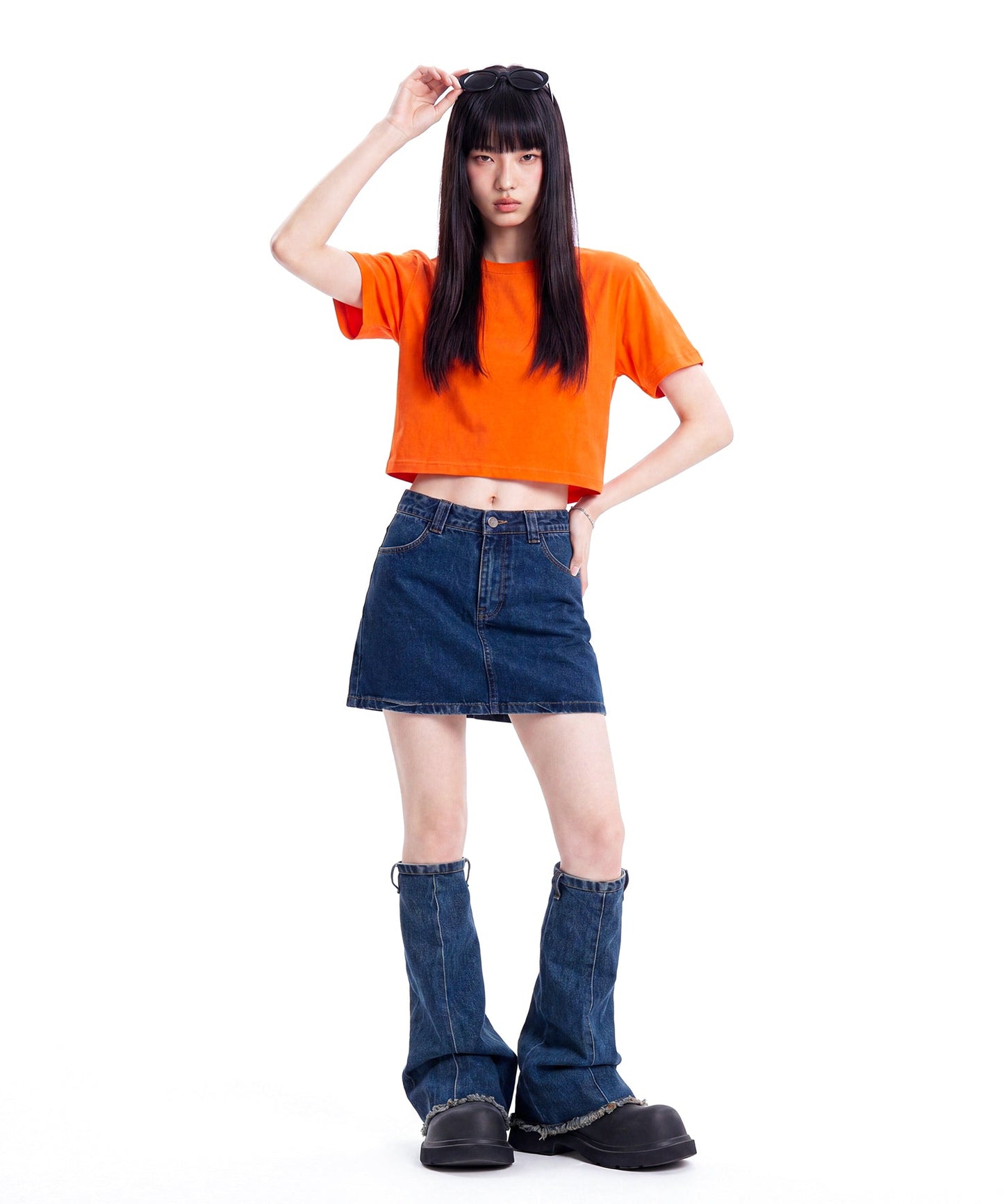 【C Wear シーウエア】 Oversized Crop T-Shirt Orange