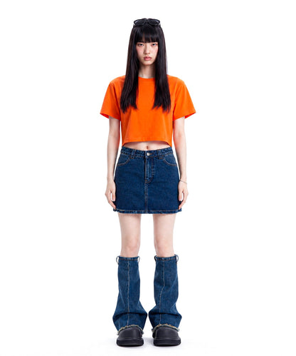 【C Wear シーウエア】 Oversized Crop T-Shirt Orange