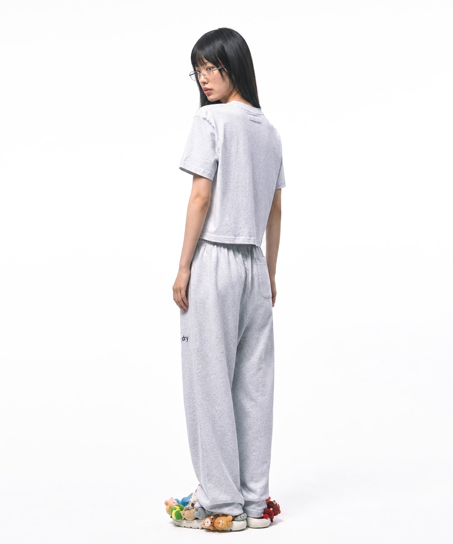 【C Wear シーウエア】 Oversized Crop T-Shirt Melange White