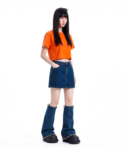 【C Wear シーウエア】 Oversized Crop T-Shirt Orange