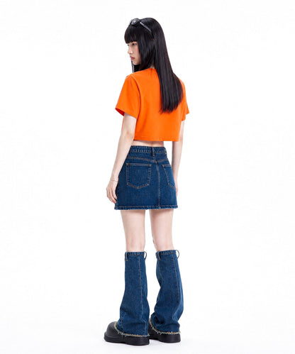 【C Wear シーウエア】 Oversized Crop T-Shirt Orange
